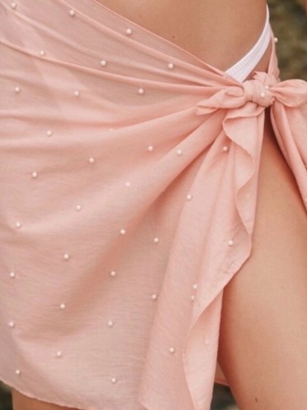 Anthropologie peach Pearl-Accent Swim Sarong